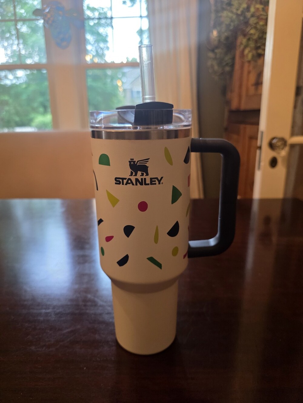 Stanley White Confetti Travel Tumbler with Handle